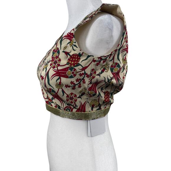 Halter Cropped Top XS Saree Lehenga Blouse Indian Wedding Beaded Festival Boho - Picture 3 of 7